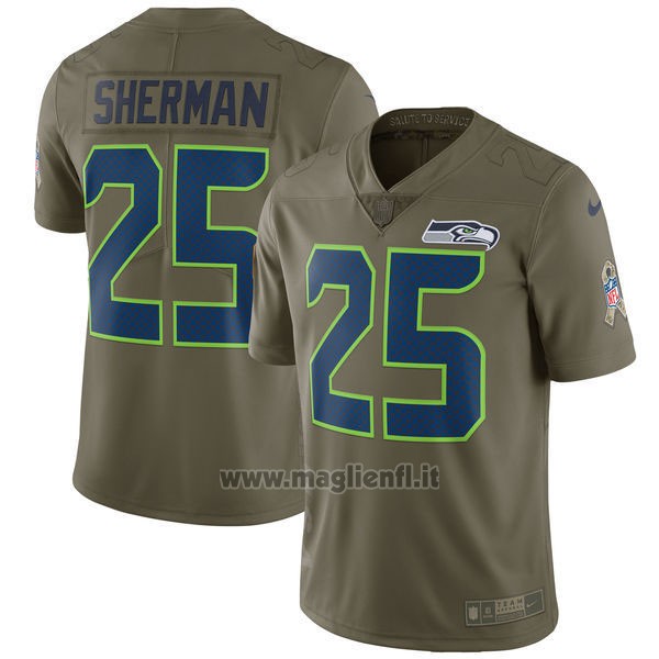 Maglia NFL Limited Bambino Seattle Seahawks 25 Sherman 2017 Salute To Service Verde